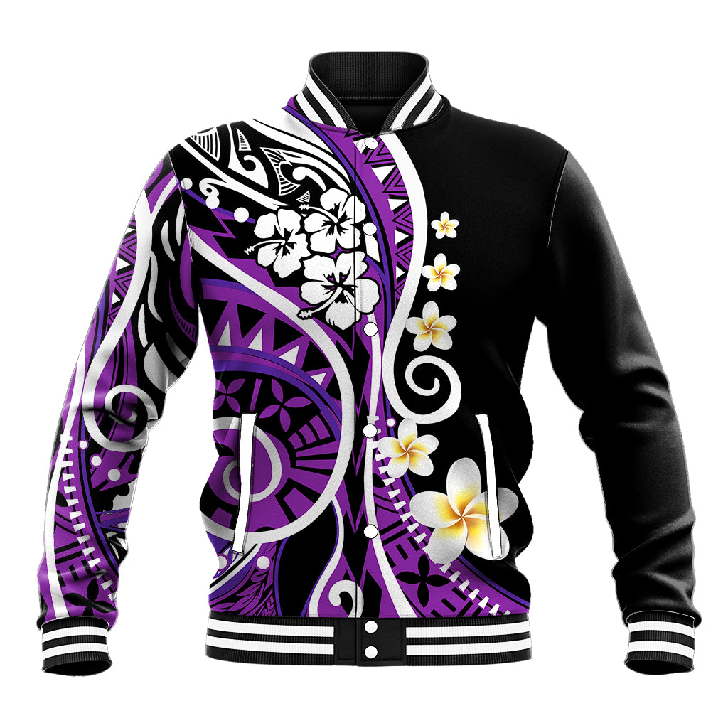 Plumeria Polynesian Baseball Jacket Trending Purple LT6 Unisex Purple - Polynesian Pride