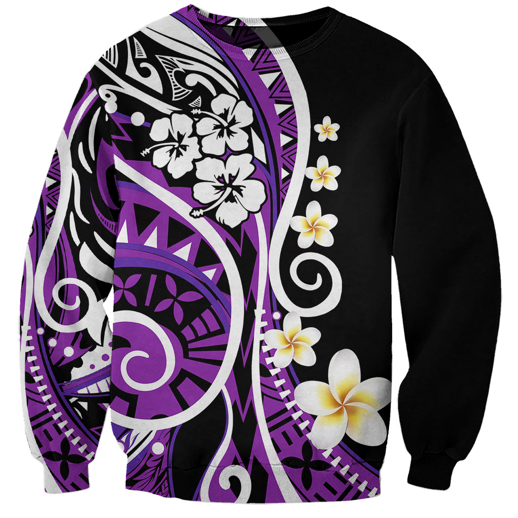 Plumeria Polynesian Sweatshirt Trending Purple LT6 Unisex Purple - Polynesian Pride
