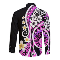 Plumeria Polynesian Long Sleeve Button Shirt Trending Pink LT6 - Polynesian Pride