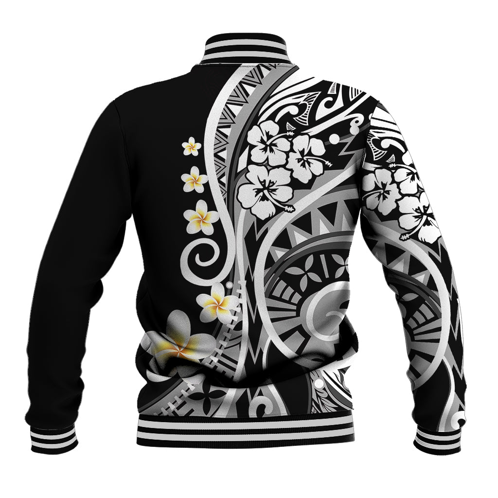 Plumeria Polynesian Baseball Jacket Trending Black LT6 - Polynesian Pride