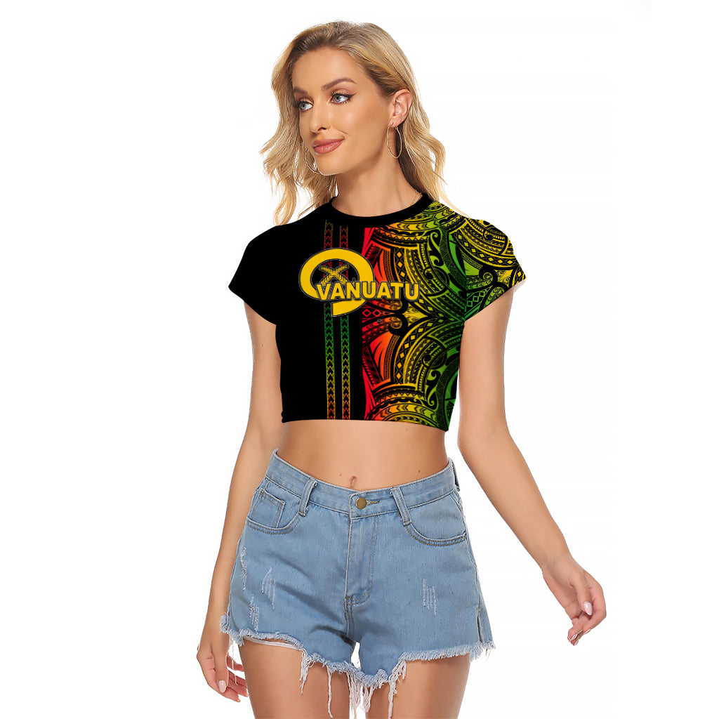 Custom Vanuatu Raglan Cropped T Shirt Polynesian Tribal LT6 Female Black - Polynesian Pride
