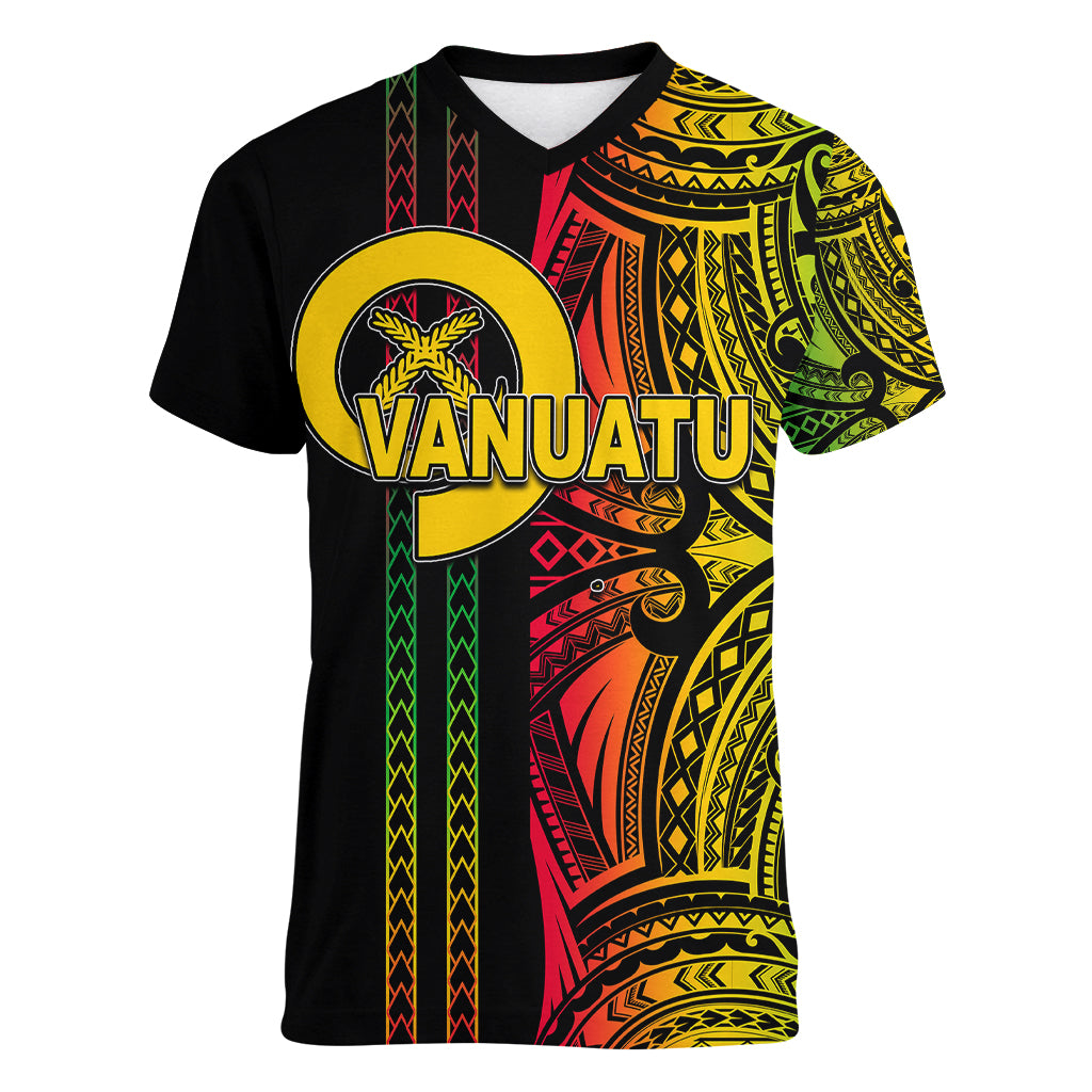 Custom Vanuatu Women V Neck T Shirt Polynesian Tribal LT6 Female Black - Polynesian Pride