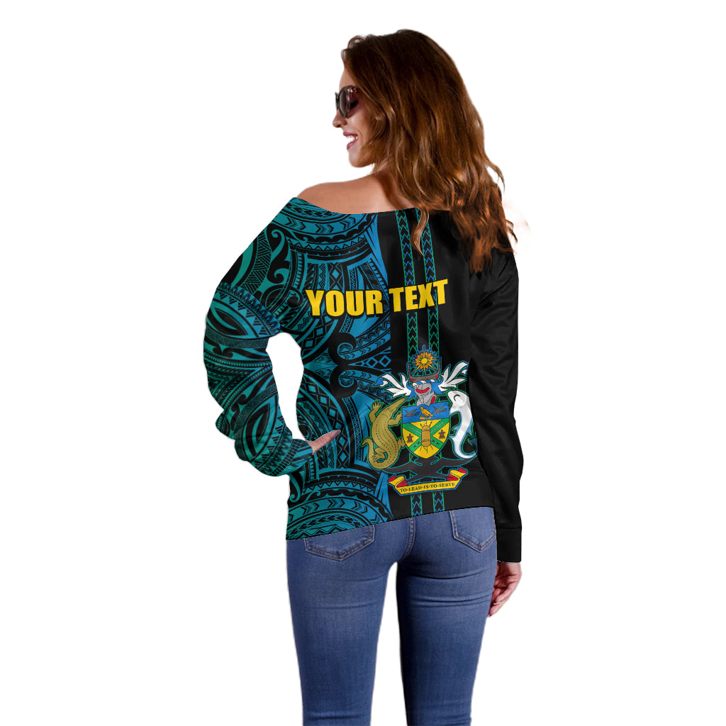 Custom Solomon Islands Off Shoulder Sweater Polynesian Tribal LT6 - Polynesian Pride
