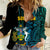 Custom Solomon Islands Women Casual Shirt Polynesian Tribal LT6 Female Blue - Polynesian Pride