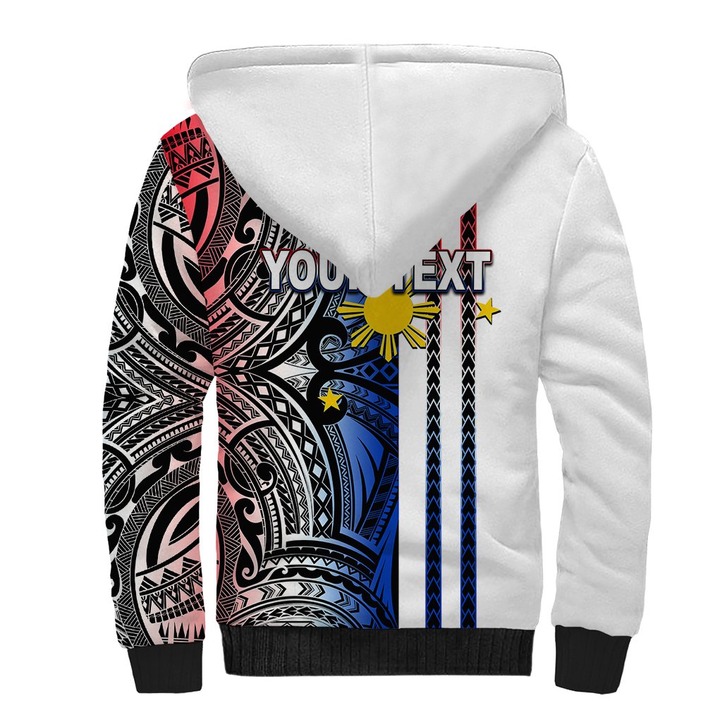 Custom Philippines Sherpa Hoodie Polynesian Tribal White LT6 - Polynesian Pride