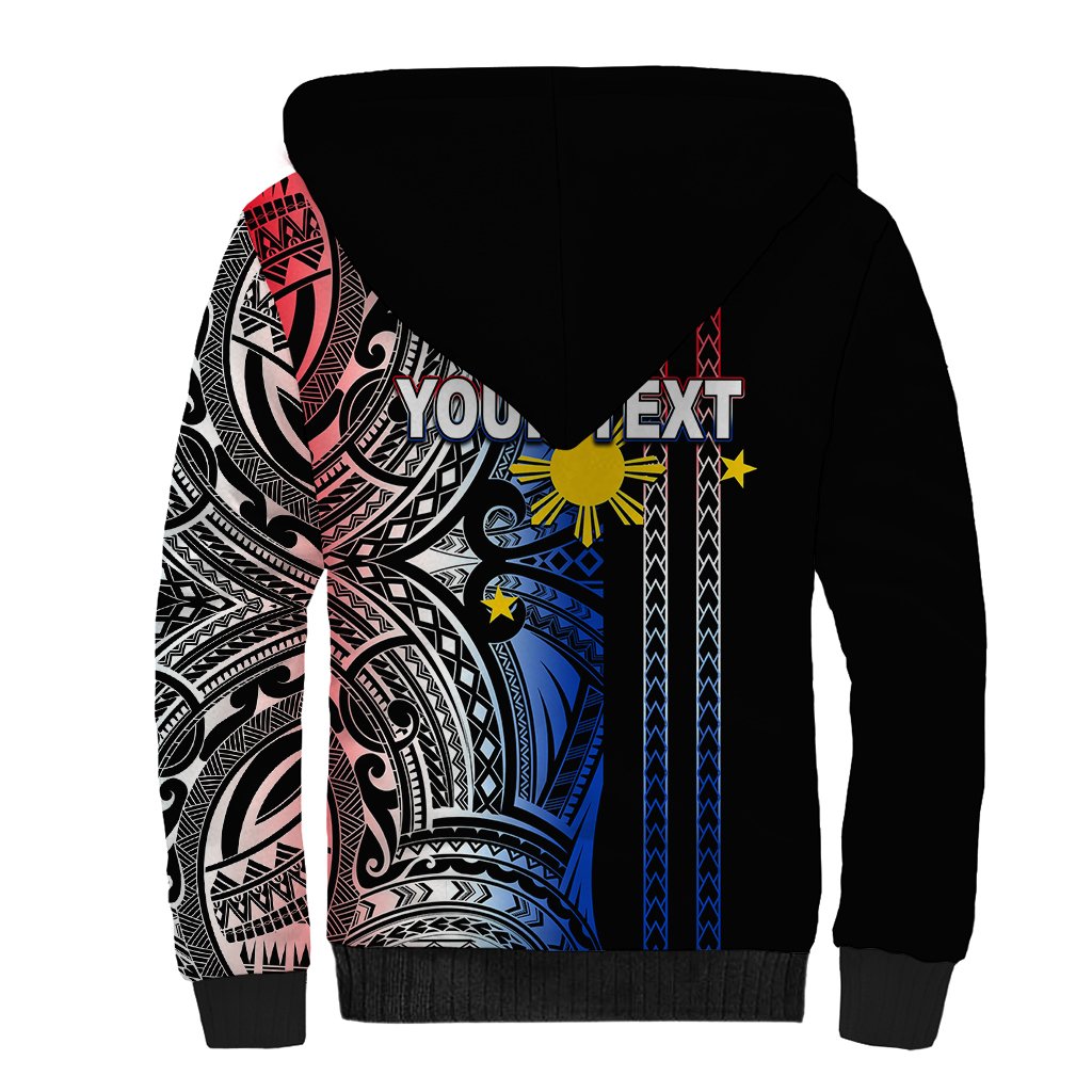 Custom Philippines Sherpa Hoodie Polynesian Tribal Black LT6 - Polynesian Pride