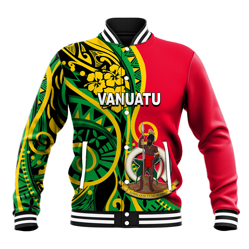 (Custom Personalised) Vanuatu Baseball Jacket Polynesian Patterns LT6 Unisex Green - Polynesian Pride