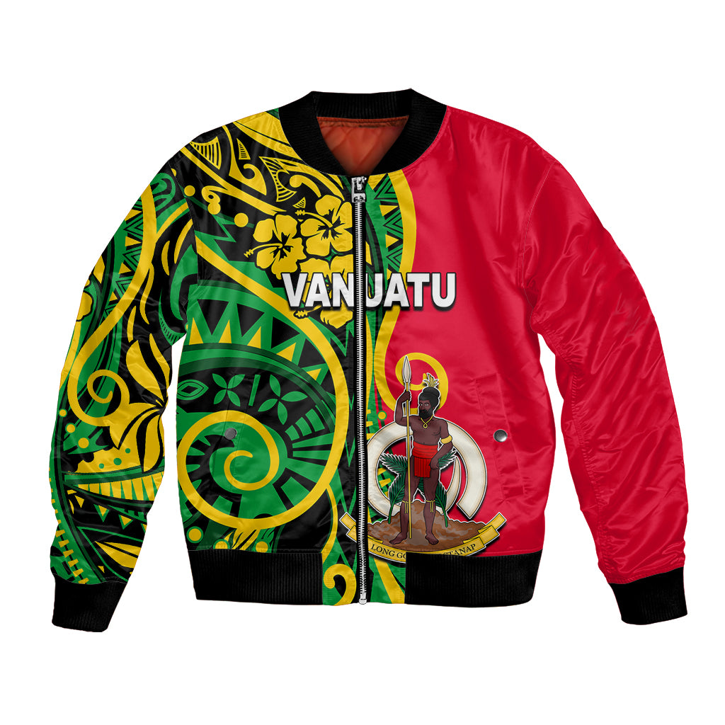 (Custom Personalised) Vanuatu Bomber Jacket Polynesian Patterns LT6 Unisex Green - Polynesian Pride