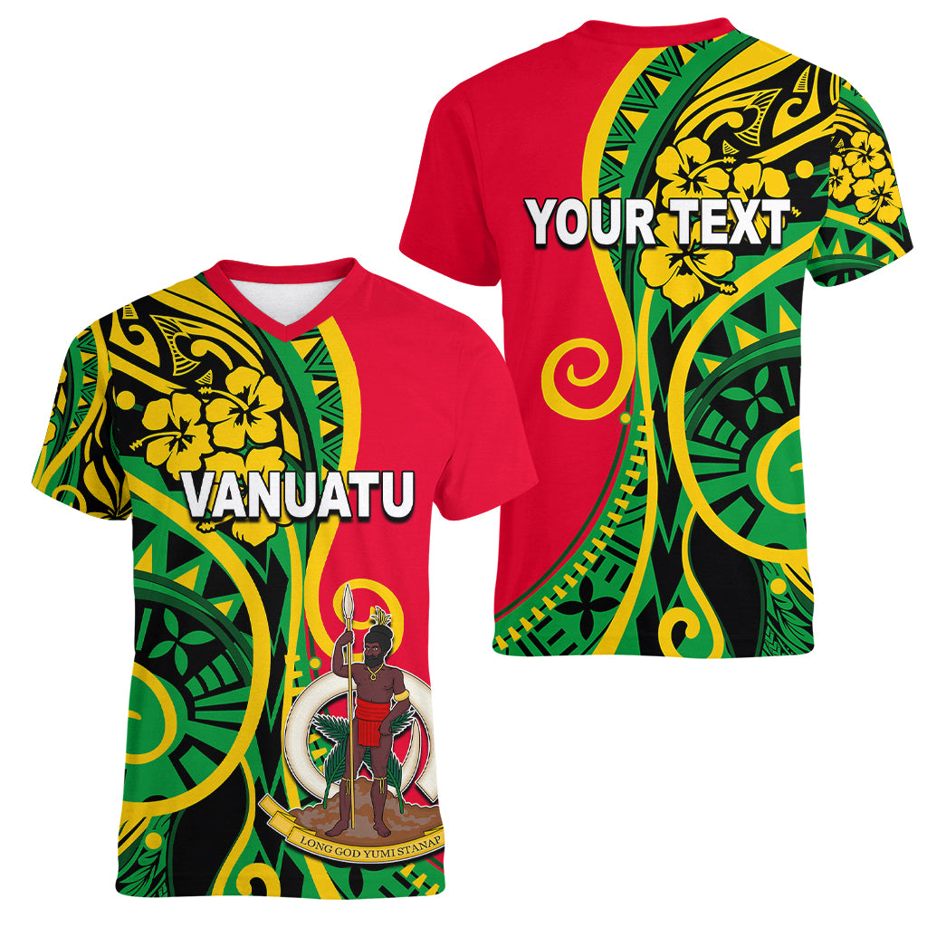 (Custom Personalised) Vanuatu Women V Neck T Shirt Polynesian Patterns LT6 - Polynesian Pride