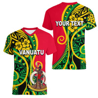 (Custom Personalised) Vanuatu Women V Neck T Shirt Polynesian Patterns LT6 - Polynesian Pride