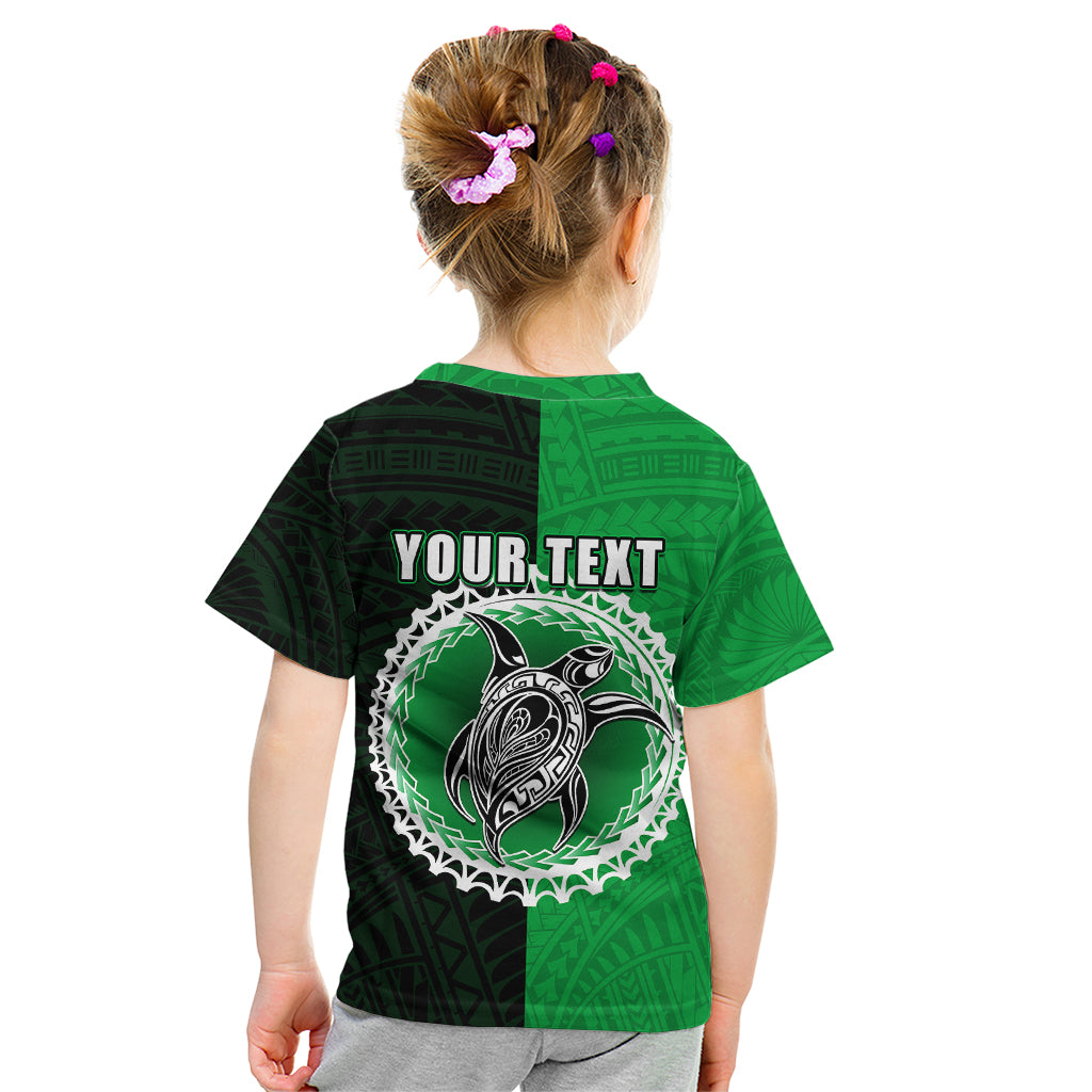 Custom Rarotonga Of Cook Islands Kid T Shirt Mix Half Black LT6 - Polynesian Pride