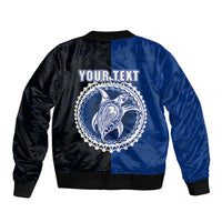 Custom Rakahanga Of Cook Islands Bomber Jacket Mix Half Black LT6 - Polynesian Pride