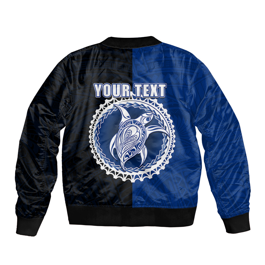 Custom Rakahanga Of Cook Islands Sleeve Zip Bomber Jacket Mix Half Black LT6 - Polynesian Pride