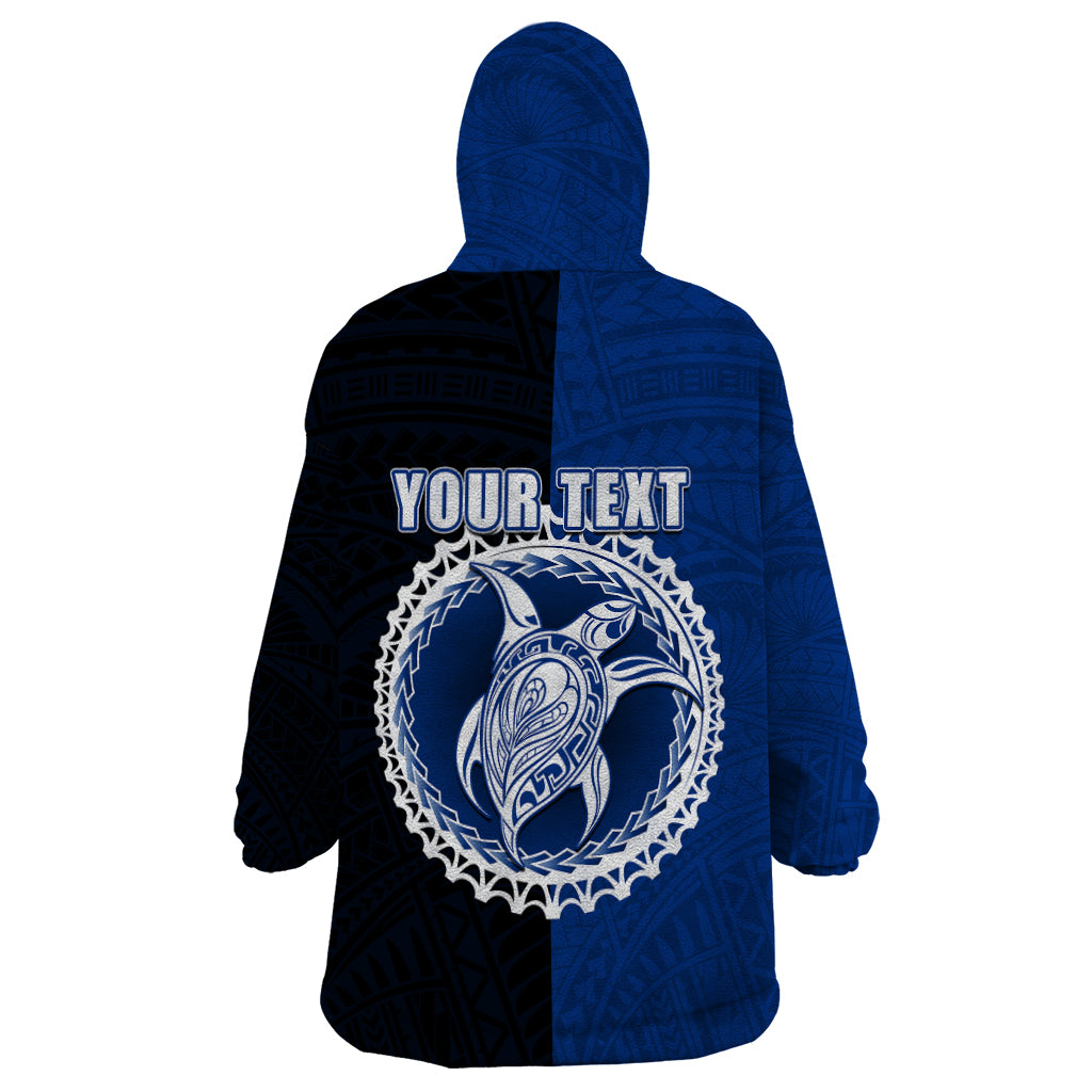 Custom Rakahanga Of Cook Islands Wearable Blanket Hoodie Mix Half Black LT6 - Polynesian Pride