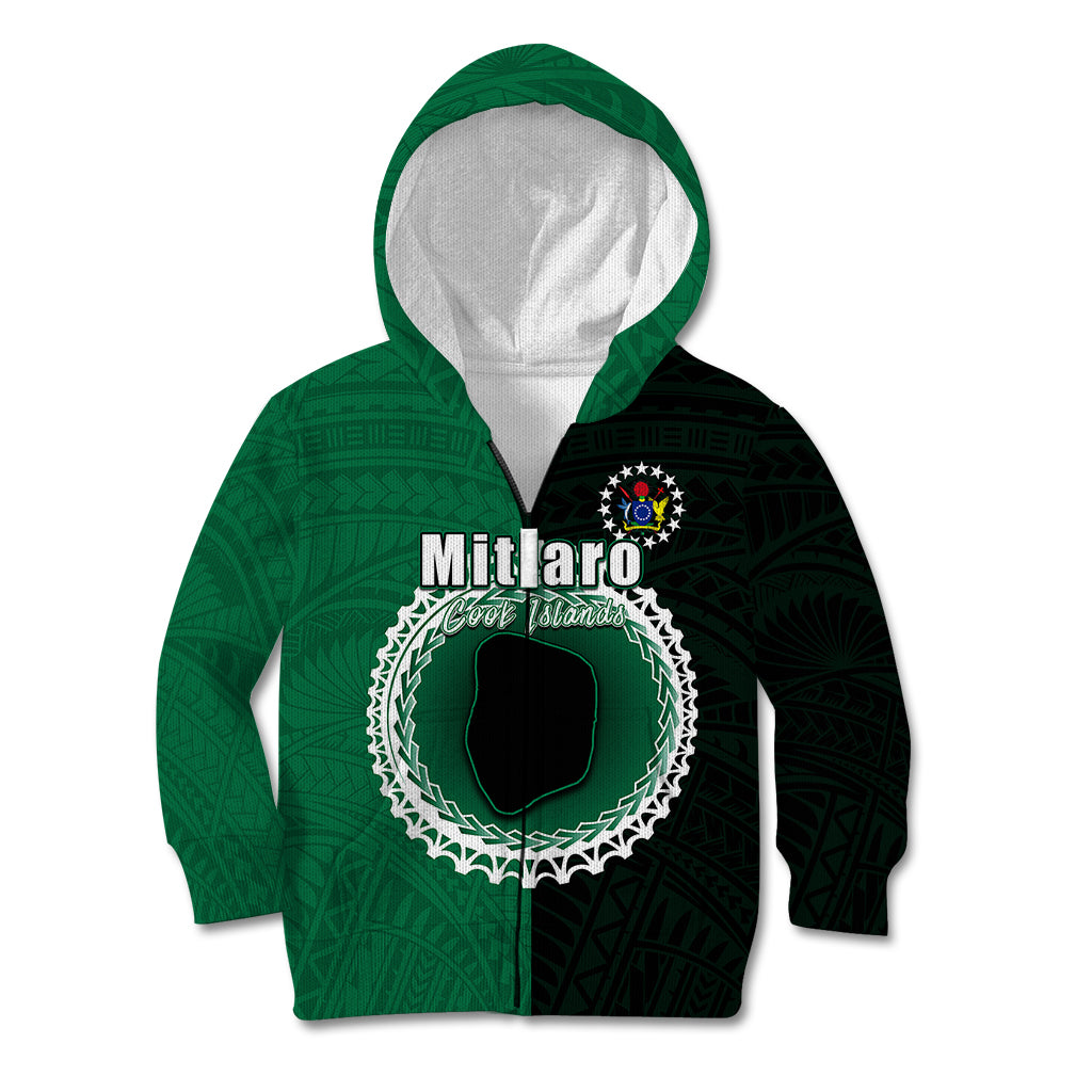 Custom Mitiaro Of Cook Islands Kid Hoodie Mix Half Black LT6 - Polynesian Pride
