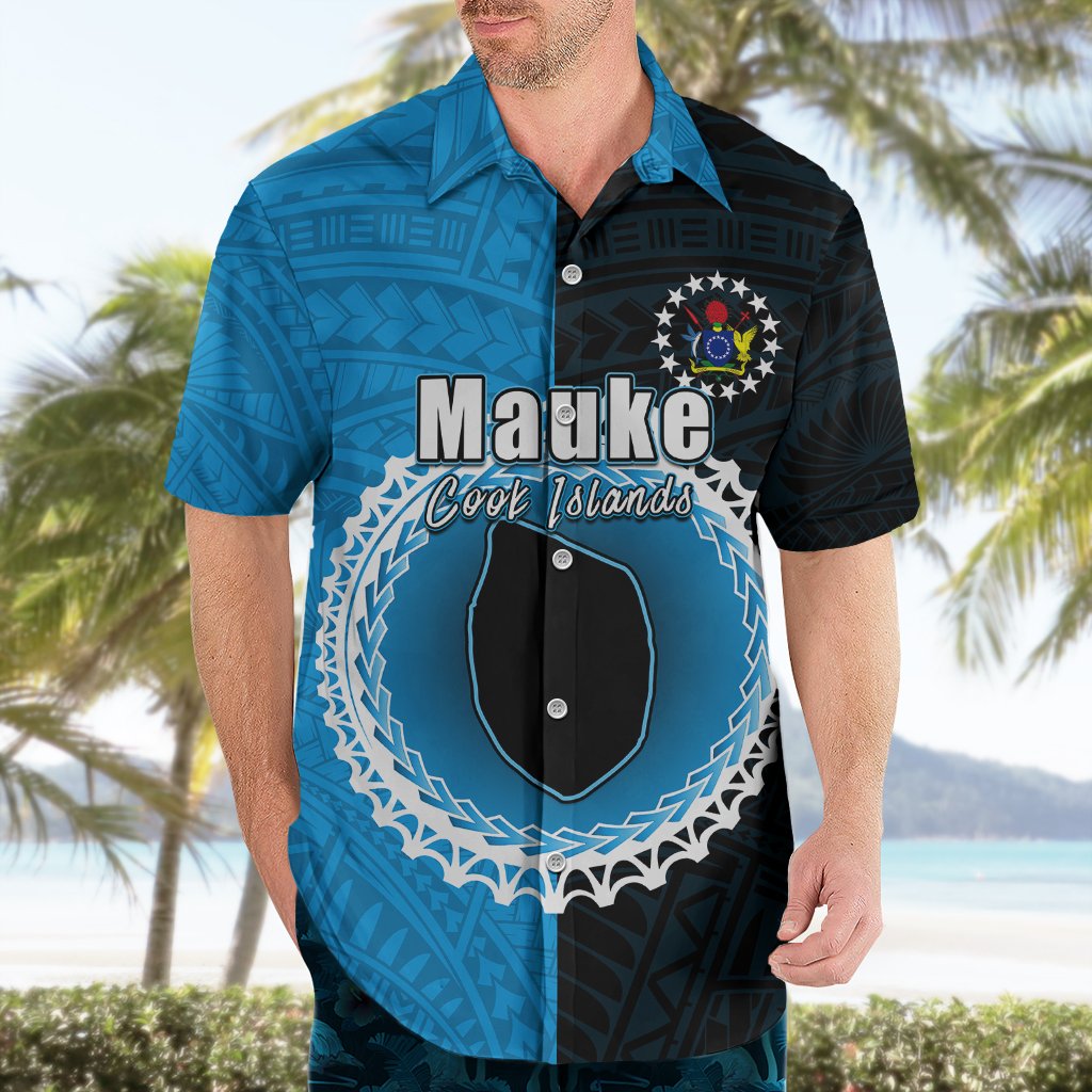 Custom Mauke Of Cook Islands Hawaiian Shirt Mix Half Black LT6 - Polynesian Pride
