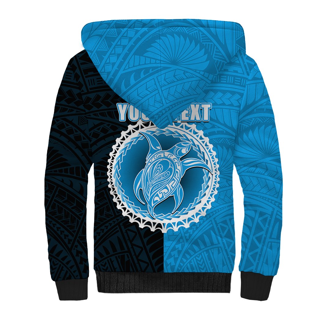 Custom Mauke Of Cook Islands Sherpa Hoodie Mix Half Black LT6 - Polynesian Pride