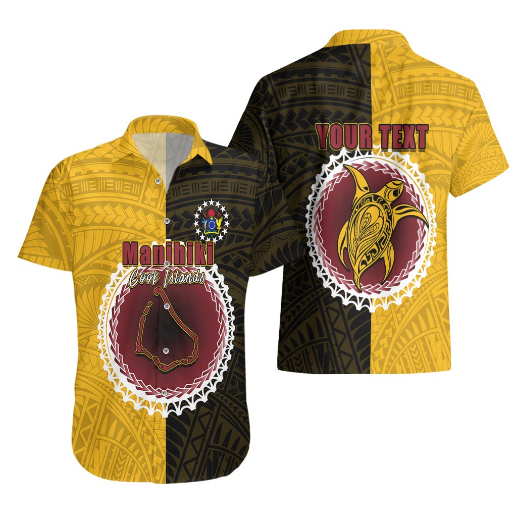 Custom Manihiki Of Cook Islands Hawaiian Shirt Mix Half Black LT6 - Polynesian Pride