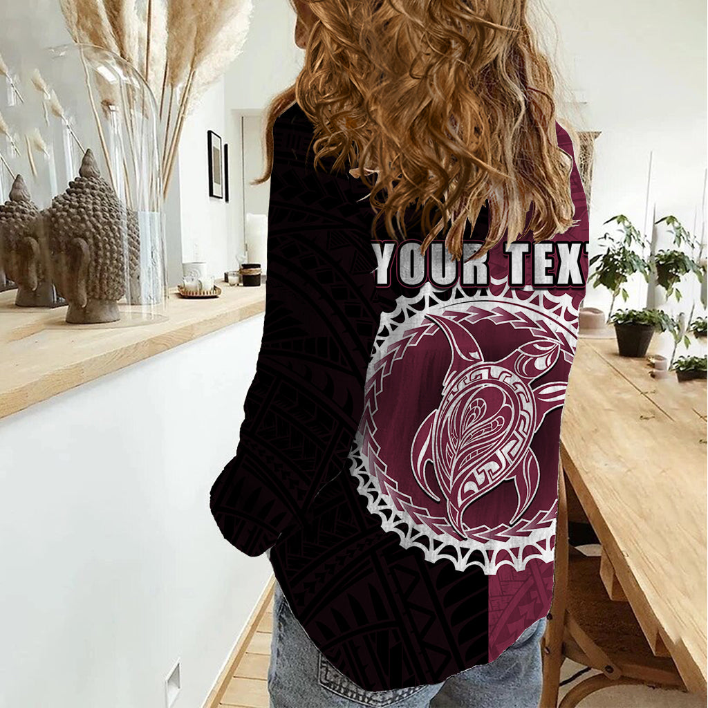 Custom Mangaia Of Cook Islands Women Casual Shirt Mix Half Black LT6 - Polynesian Pride