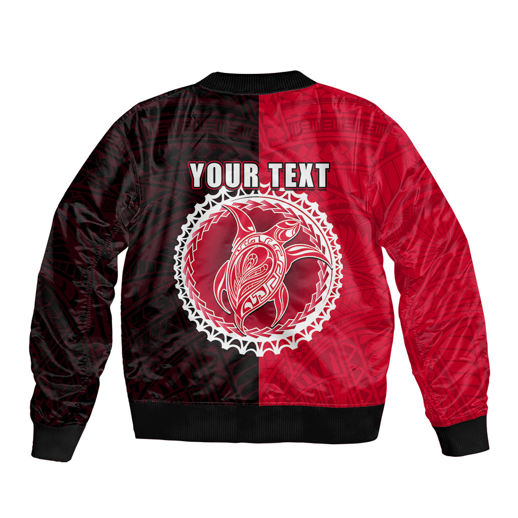 Custom Atiu Of Cook Islands Sleeve Zip Bomber Jacket Mix Half Black LT6 - Polynesian Pride