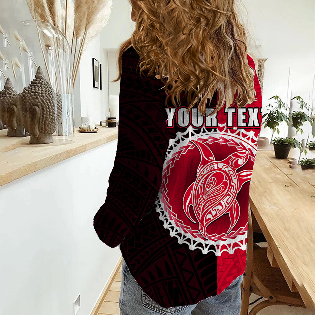 Custom Atiu Of Cook Islands Women Casual Shirt Mix Half Black LT6 - Polynesian Pride