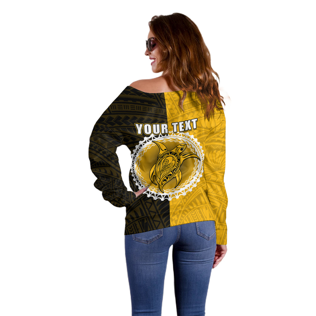 Custom Atutaki Of Cook Islands Off Shoulder Sweater Mix Half Black LT6 - Polynesian Pride