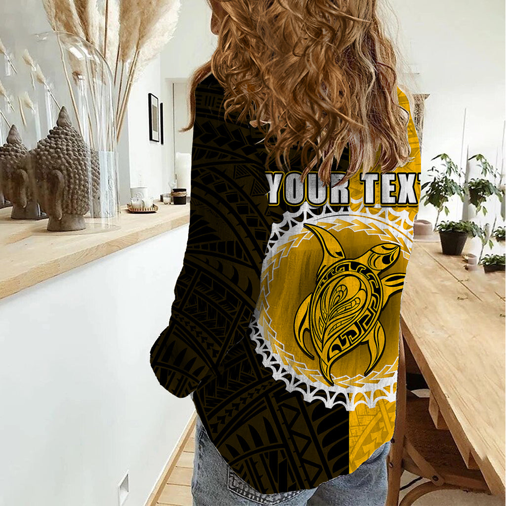 Custom Atutaki Of Cook Islands Women Casual Shirt Mix Half Black LT6 - Polynesian Pride