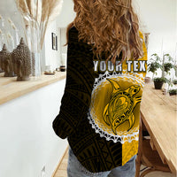 Custom Atutaki Of Cook Islands Women Casual Shirt Mix Half Black LT6 - Polynesian Pride