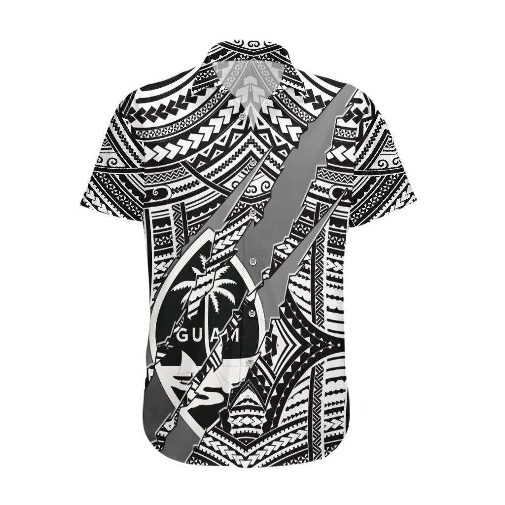 Polynesian Guam Hawaiian Shirt with Coat Of Arms Claws Style - White LT6 White - Polynesian Pride