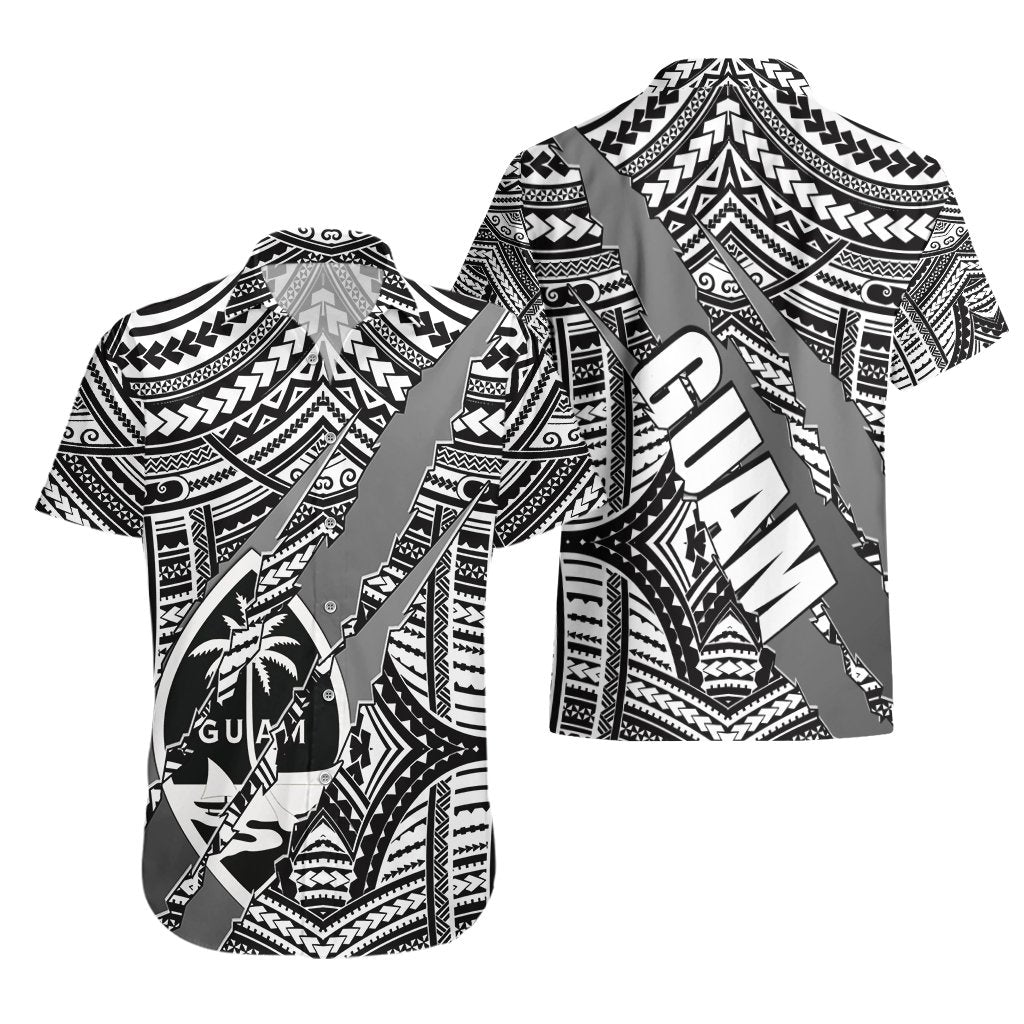 Polynesian Guam Hawaiian Shirt with Coat Of Arms Claws Style - White LT6 - Polynesian Pride