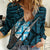Polynesian Fiji Women Casual Shirt with Coat Of Arms Claws Style - Blue LT6 Female Blue - Polynesian Pride