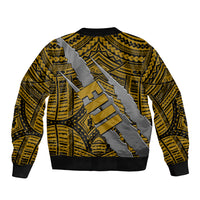 Polynesian Fiji Sleeve Zip Bomber Jacket with Coat Of Arms Claws Style - Gold LT6 - Polynesian Pride
