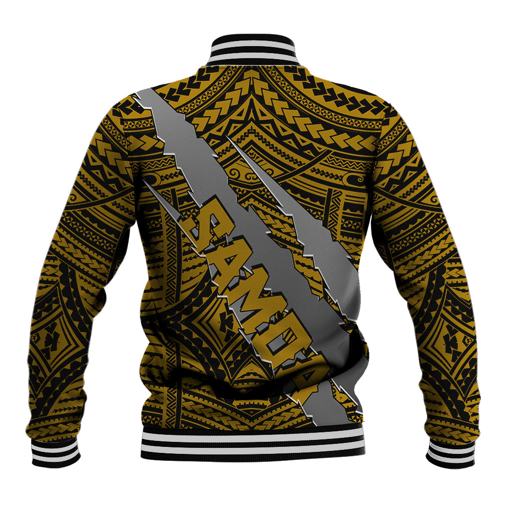 Polynesian Samoa Baseball Jacket with Coat Of Arms Claws Style - Gold LT6 - Polynesian Pride