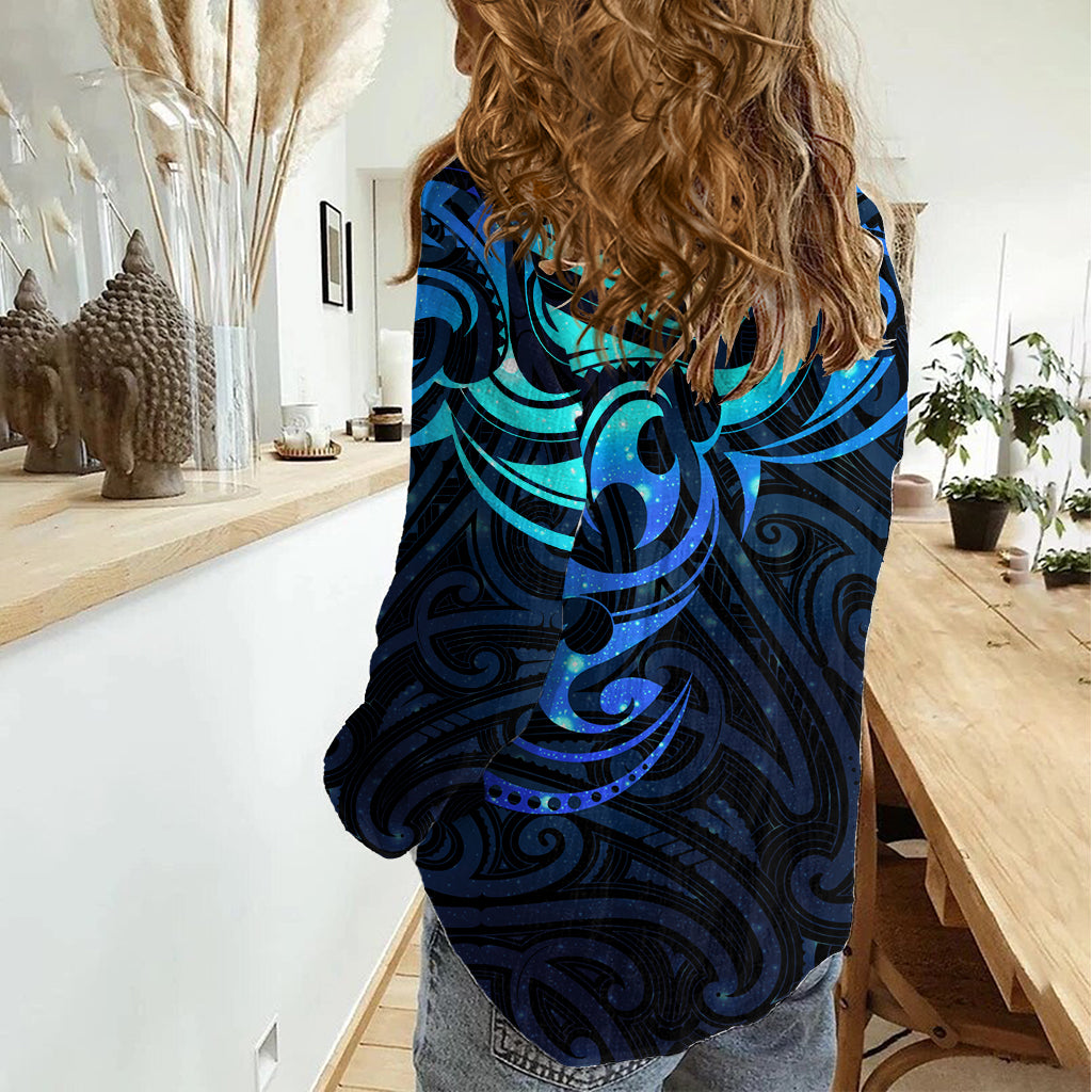 Matariki New Zealand Women Casual Shirt - Maori New Year - Galaxy Sky Blue LT6 - Polynesian Pride