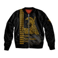 Custom Hawaii Sleeve Zip Bomber Jacket King Kamehameha Day - Gold LT6 Unisex Gold - Polynesian Pride