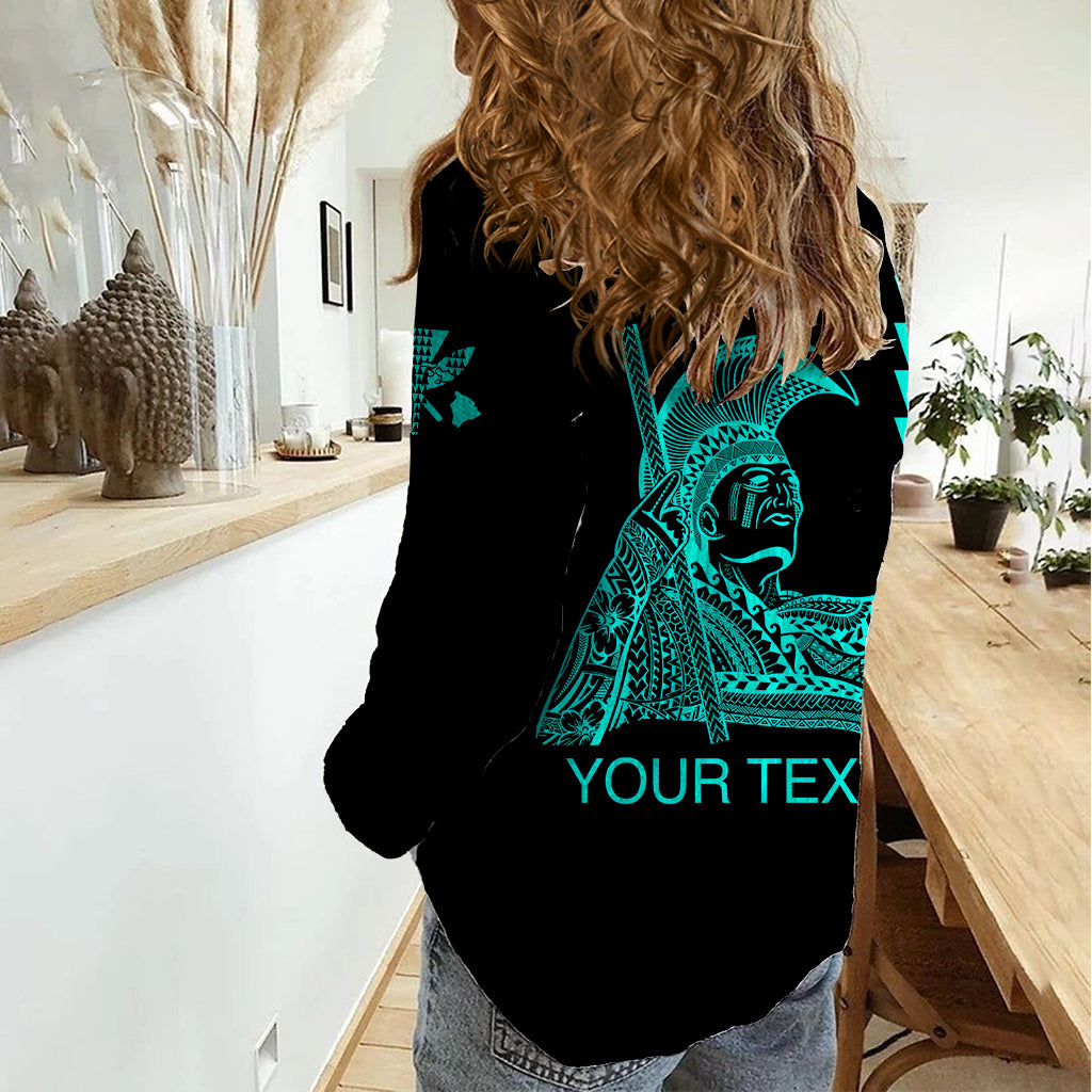 Custom Hawaii Women Casual Shirt King Kamehameha Day - Green LT6 - Polynesian Pride