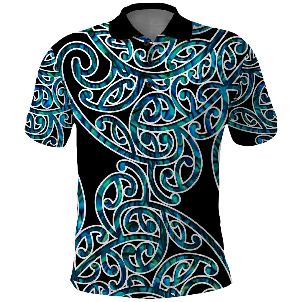 New Zealand Polo Shirt Maori Pattern Papua Shell LT6 Green - Polynesian Pride