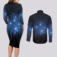 Matariki Te Tau Hou Māori Couples Matching Long Sleeve Bodycon Dress and Long Sleeve Button Shirt New Zealand Starry Sky LT7 - Polynesian Pride