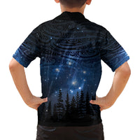 Matariki Te Tau Hou Māori Family Matching Off The Shoulder Long Sleeve Dress and Hawaiian Shirt New Zealand Starry Sky LT7 - Polynesian Pride
