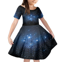 Matariki Te Tau Hou Māori Family Matching Off Shoulder Maxi Dress and Hawaiian Shirt New Zealand Starry Sky LT7 Daughter's Dress Galaxy - Polynesian Pride