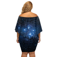 Matariki Te Tau Hou Māori Family Matching Off Shoulder Short Dress and Hawaiian Shirt New Zealand Starry Sky LT7 - Polynesian Pride