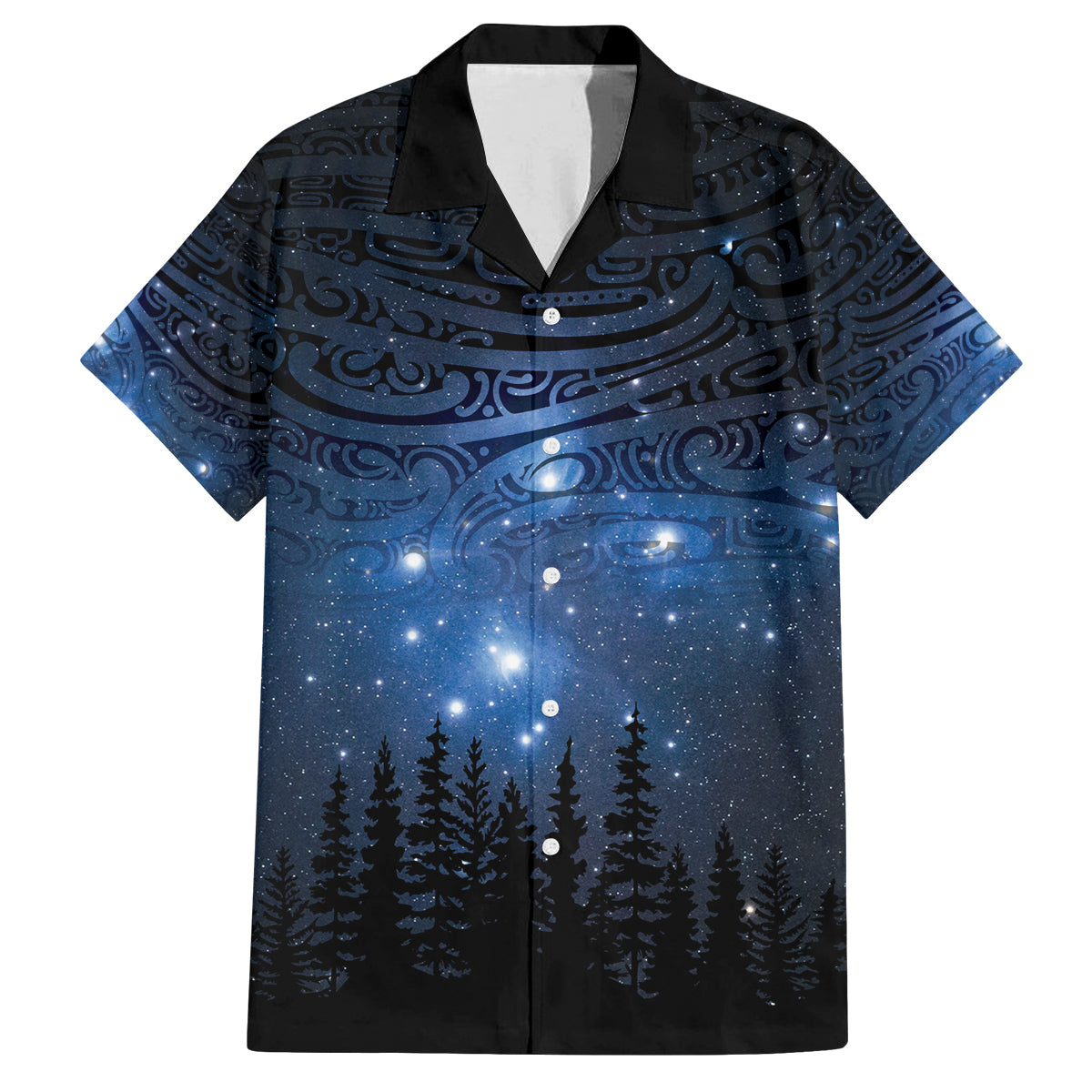 Matariki Te Tau Hou Māori Family Matching Tank Maxi Dress and Hawaiian Shirt New Zealand Starry Sky LT7 Dad's Shirt - Short Sleeve Galaxy - Polynesian Pride