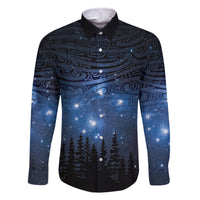 Matariki Te Tau Hou Māori Family Matching Tank Maxi Dress and Hawaiian Shirt New Zealand Starry Sky LT7 Dad's Shirt - Long Sleeve Galaxy - Polynesian Pride
