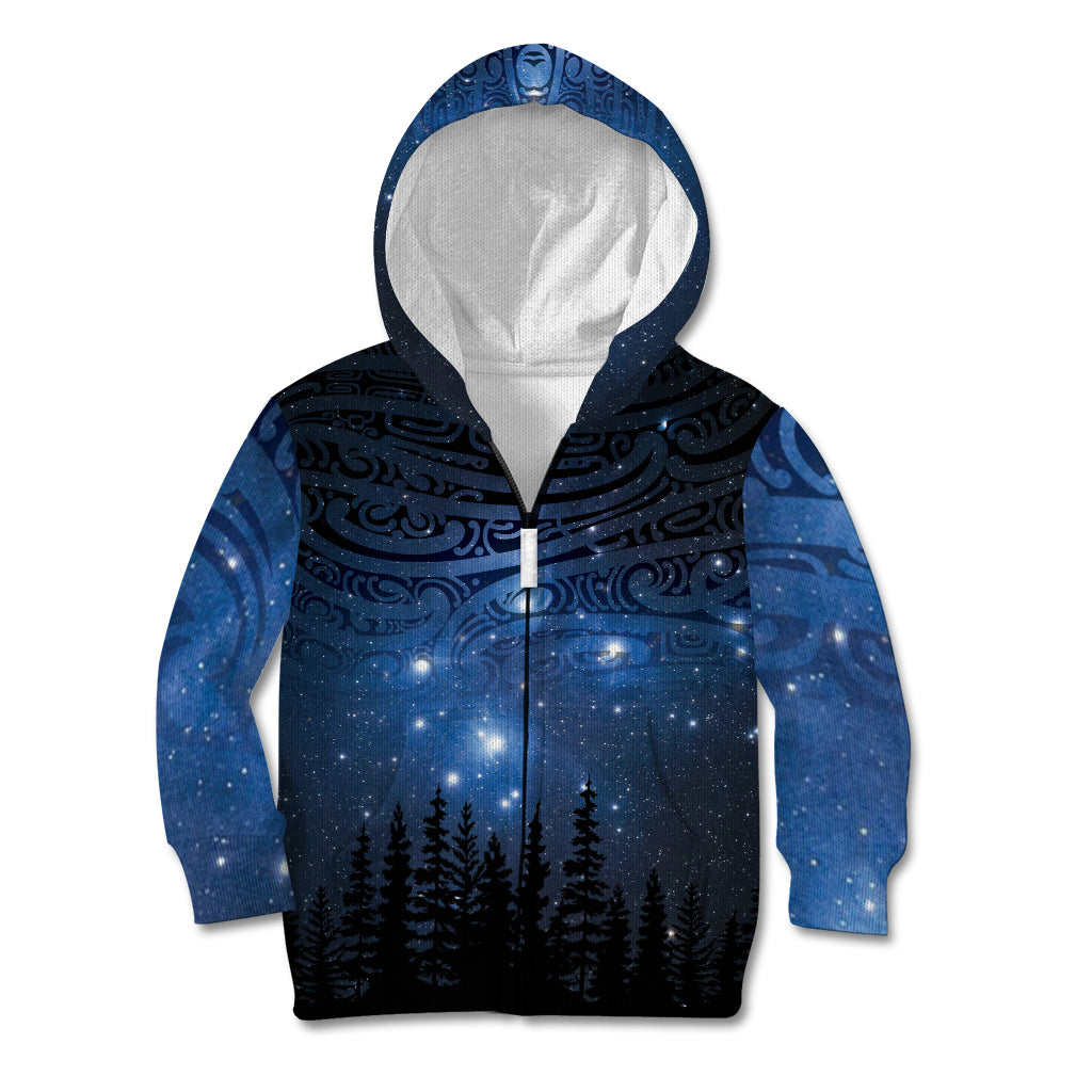 Matariki Te Tau Hou Māori Kid Hoodie New Zealand Starry Sky LT7 Zip Hoodie Galaxy - Polynesian Pride