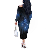 Matariki Te Tau Hou Māori Off The Shoulder Long Sleeve Dress New Zealand Starry Sky LT7 - Polynesian Pride