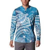 World Ocean Day Polynesian Pattern Button Sweatshirt Crystal Waves