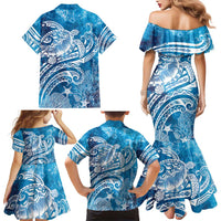 World Ocean Day Polynesian Pattern Family Matching Mermaid Dress and Hawaiian Shirt Crystal Waves LT7 - Polynesian Pride