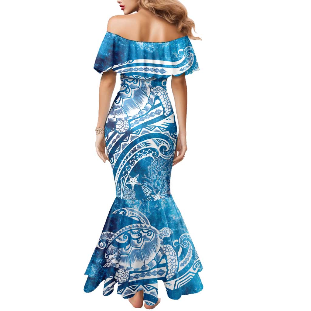 World Ocean Day Polynesian Pattern Family Matching Mermaid Dress and Hawaiian Shirt Crystal Waves LT7 - Polynesian Pride
