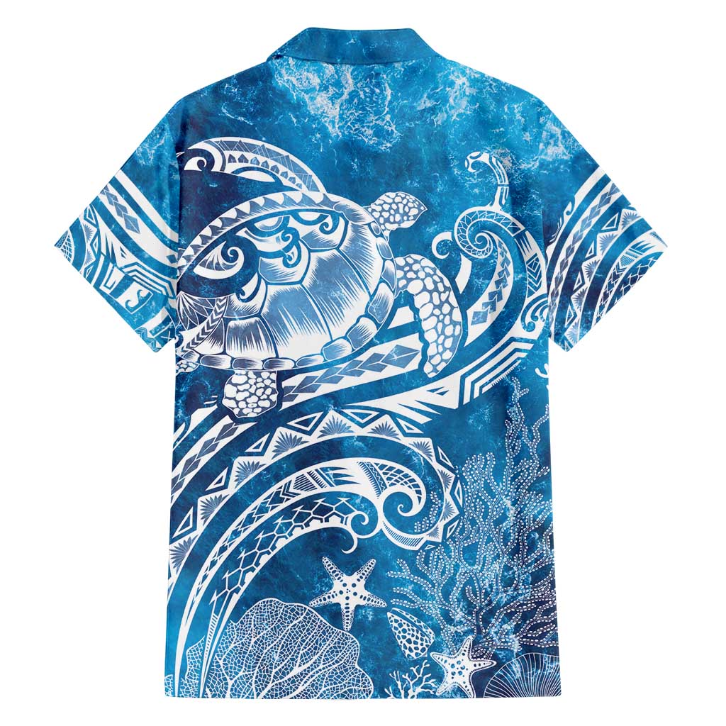 World Ocean Day Polynesian Pattern Family Matching Off Shoulder Maxi Dress and Hawaiian Shirt Crystal Waves