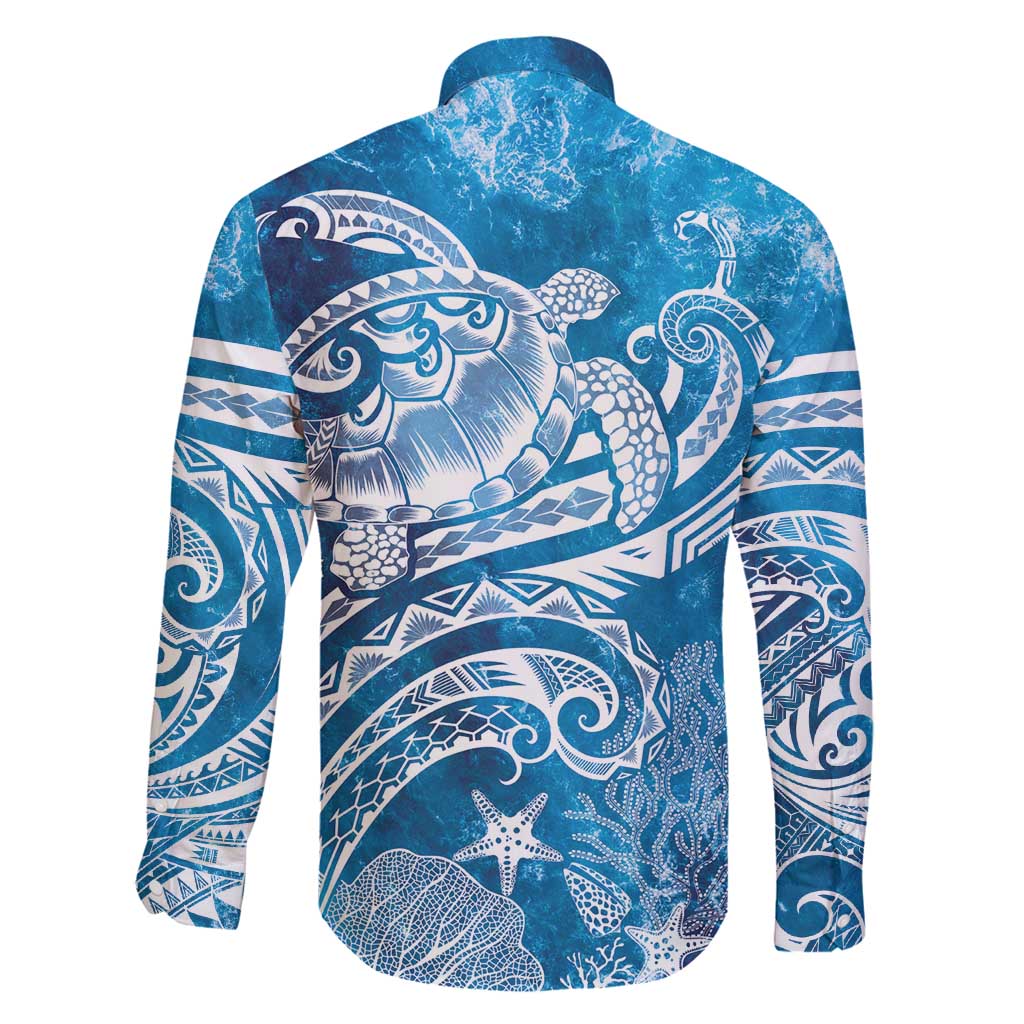 World Ocean Day Polynesian Pattern Family Matching Off Shoulder Short Dress and Hawaiian Shirt Crystal Waves